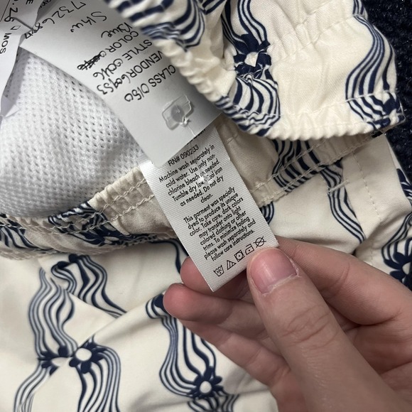 PacSun Swim Trunks Mens‎ XL Blue White Wavy Stripe Floral Lined Shorts Beach - Picture 6 of 11